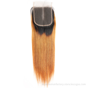 One Donor Dropshipping Pre Plucked Factory Peruvian Virgin Human Hair 1B30 Straight Wave Lace Closure